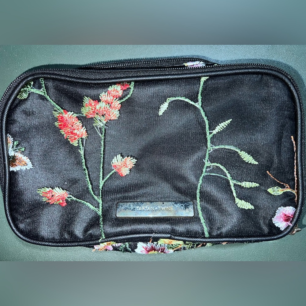 Tartan + Twine embroidered makeup bag